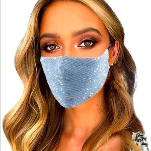 Bling Face Mask- Baby Blue 🌟2/$20🌟